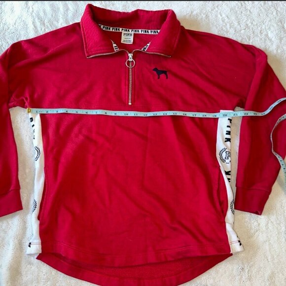 Red PINK Victoria's Secret Half Zip up Hoodie Sweatshirt Vintage Size Small - Picture 7 of 9
